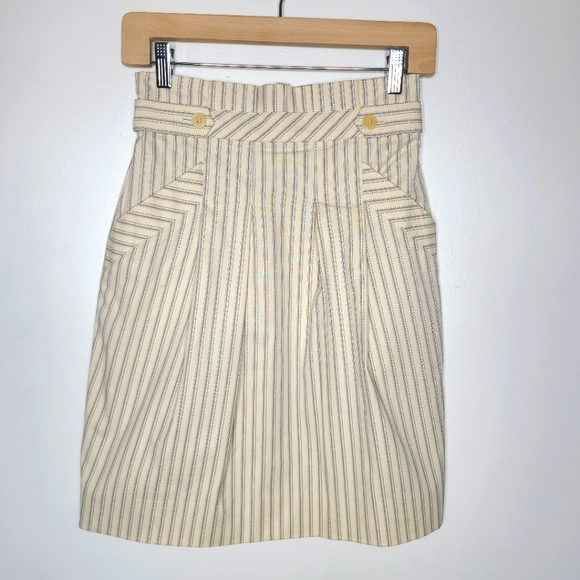 BCBGMaxAzria Cream Pinstripe Pencil Skirt 2 - Picture 1 of 8